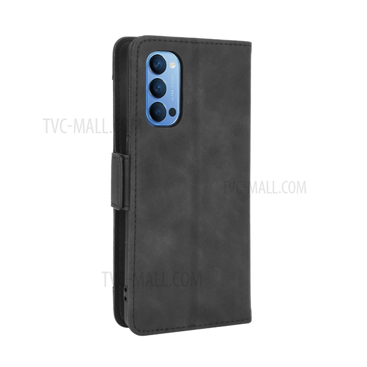 Multiple Card Slots Wallet Case Stand Leather Shell for Oppo Reno4 4G - Black-8