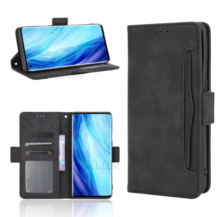 Multiple Card Slots Leather Cell Phone Shell for Oppo Reno4 Pro 4G - Black-1