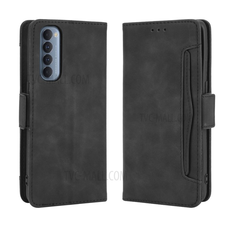 Multiple Card Slots Leather Cell Phone Shell for Oppo Reno4 Pro 4G - Black-2