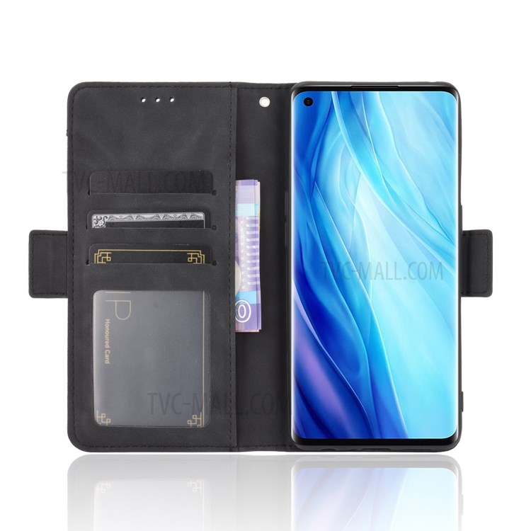 Multiple Card Slots Leather Cell Phone Shell for Oppo Reno4 Pro 4G - Black-6