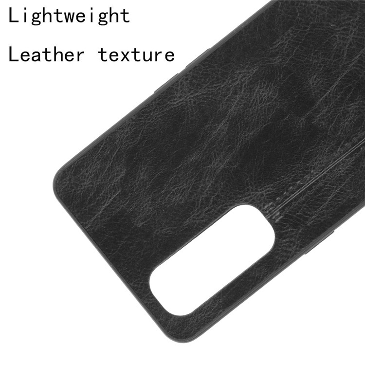 PU Leather Coated PC + TPU Shell Cell Phone Case for Oppo Reno4 Pro 4G - Black-3