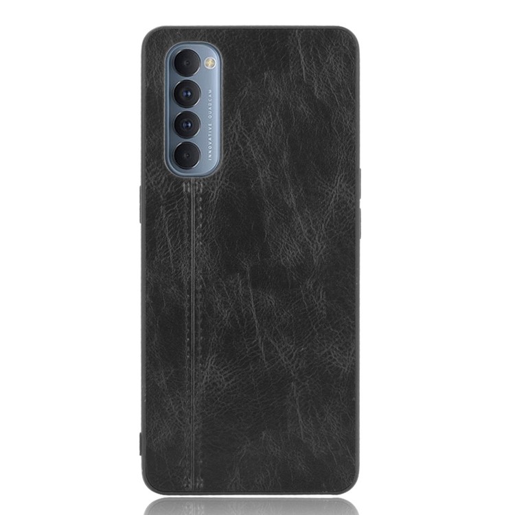 PU Leather Coated PC + TPU Shell Cell Phone Case for Oppo Reno4 Pro 4G - Black-4