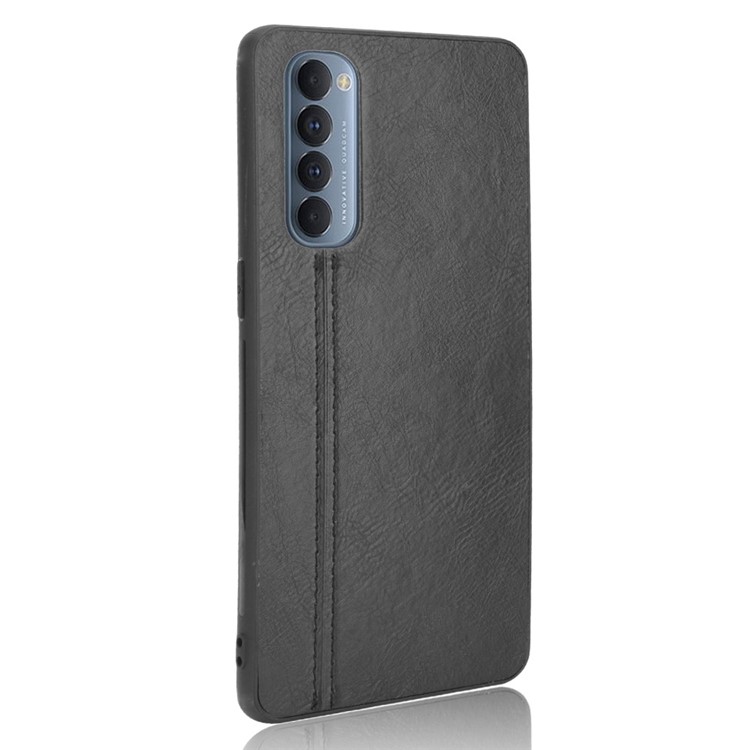 PU Leather Coated PC + TPU Shell Cell Phone Case for Oppo Reno4 Pro 4G - Black-5