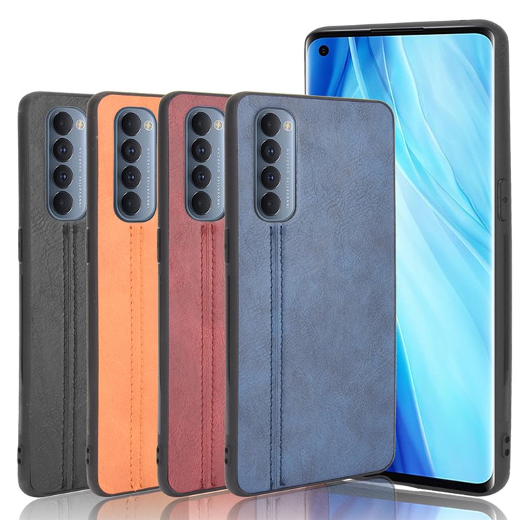 PU Leather Coated PC + TPU Shell Cell Phone Case for Oppo Reno4 Pro 4G - Black-8