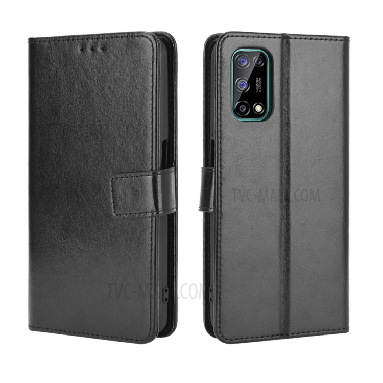 Crazy Horse Texture Wallet Stand Leather Phone Case for Realme V5 5G - Black-2