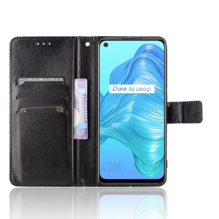 Crazy Horse Texture Wallet Stand Leather Phone Case for Realme V5 5G - Black-5