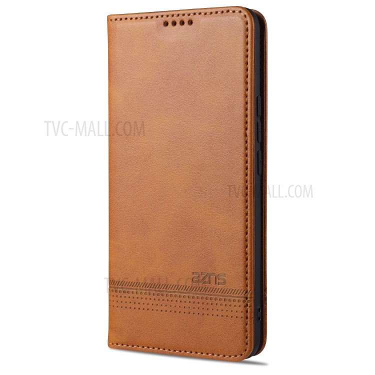 AZNS Magnetic Absorbed Leather with Card Slots Cover for vivo X50 - Brown-2