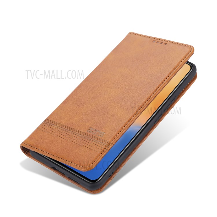 AZNS Magnetic Absorbed Leather with Card Slots Cover for vivo X50 - Brown-4