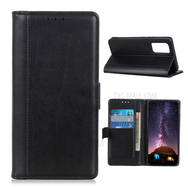 PU Leather with Wallet Cell Phone Case for Oppo Reno4 Pro 4G - Black-1