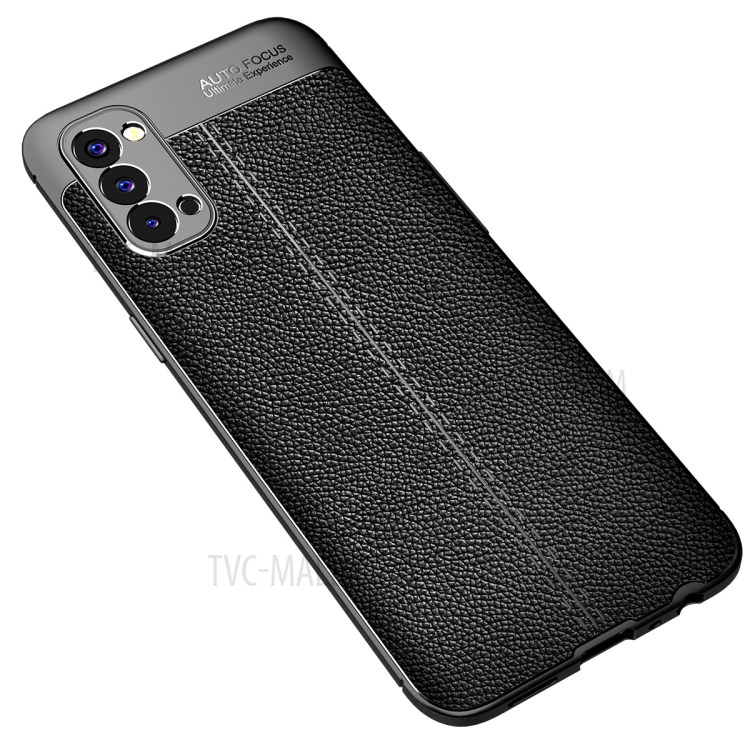 Litchi Skin TPU Cell Phone Case for Oppo Reno4 4G - Black-2
