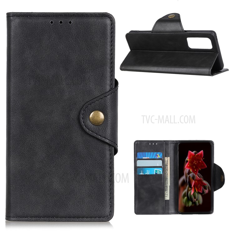 Wallet Stand Leather Magnetic Phone Cover for Oppo Reno4 4G - Black-1