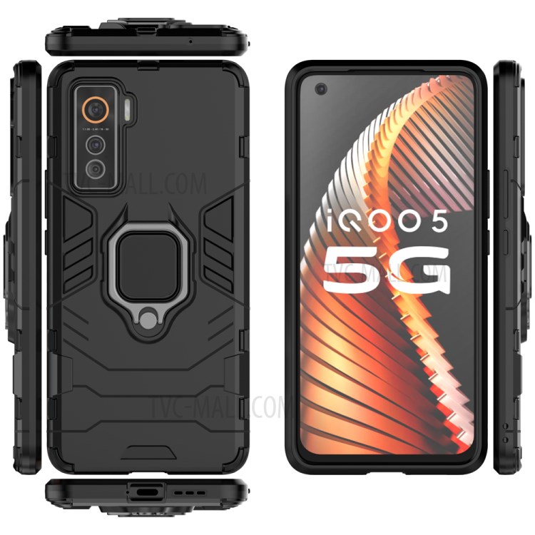 Cool Guard PC + TPU Case with Kickstand for vivo iQOO 5 5G - Black-2