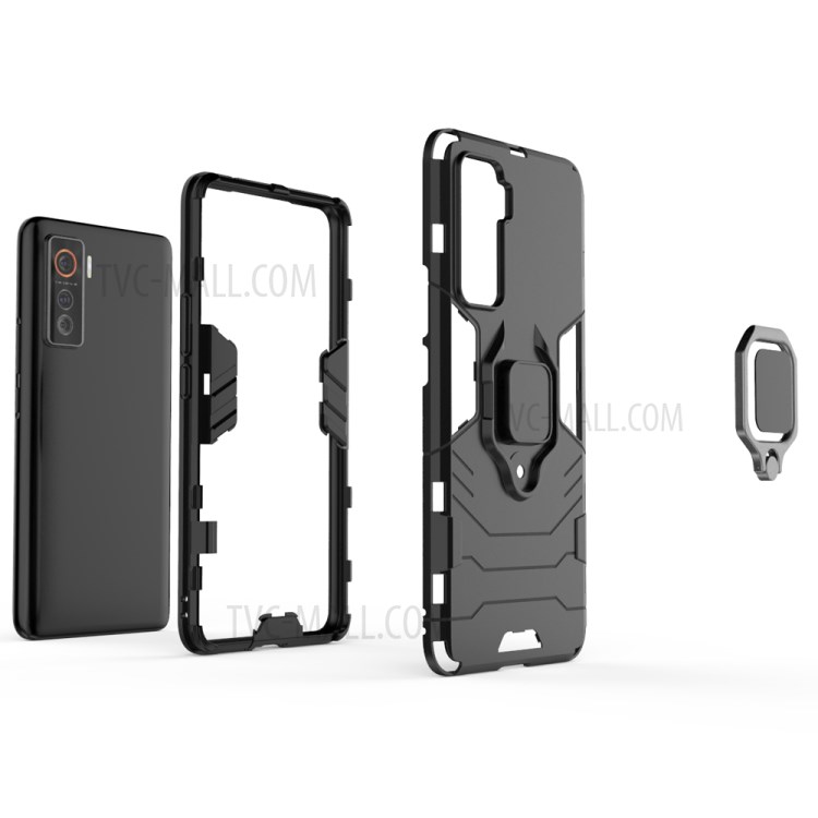 Cool Guard PC + TPU Case with Kickstand for vivo iQOO 5 5G - Black-6