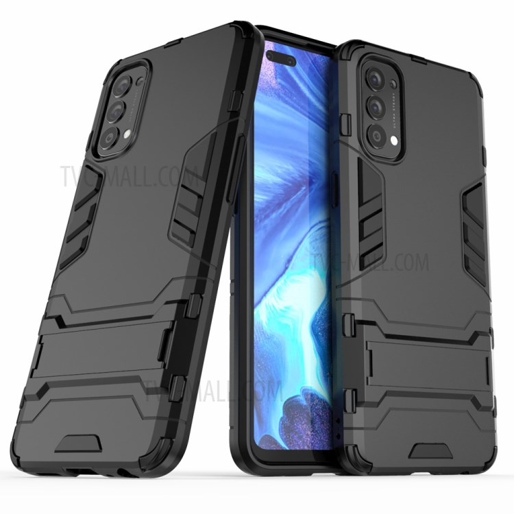 2 in 1 Kickstand PC + TPU Mobile Phone Cover for Oppo Reno4 4G - Black-2