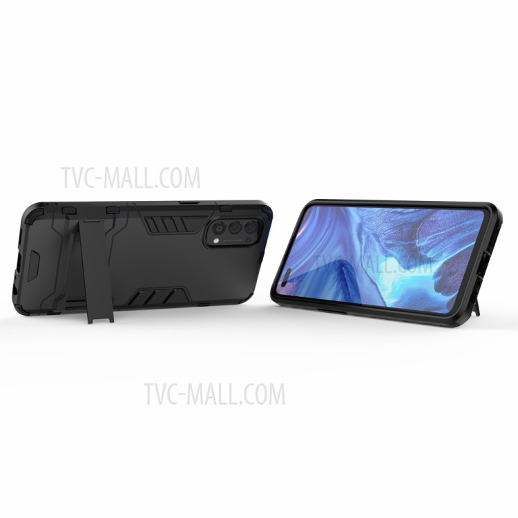 2 in 1 Kickstand PC + TPU Mobile Phone Cover for Oppo Reno4 4G - Black-4