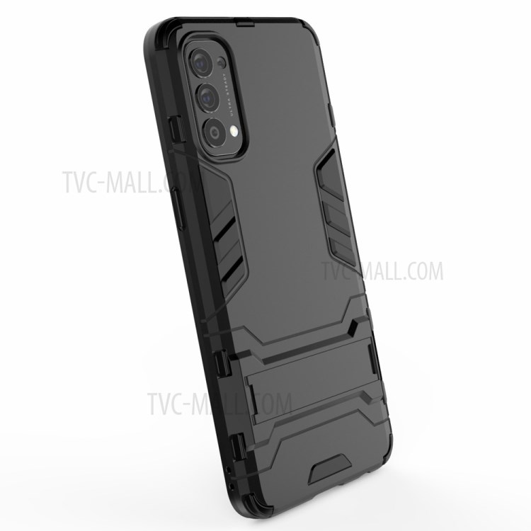 2 in 1 Kickstand PC + TPU Mobile Phone Cover for Oppo Reno4 4G - Black-5