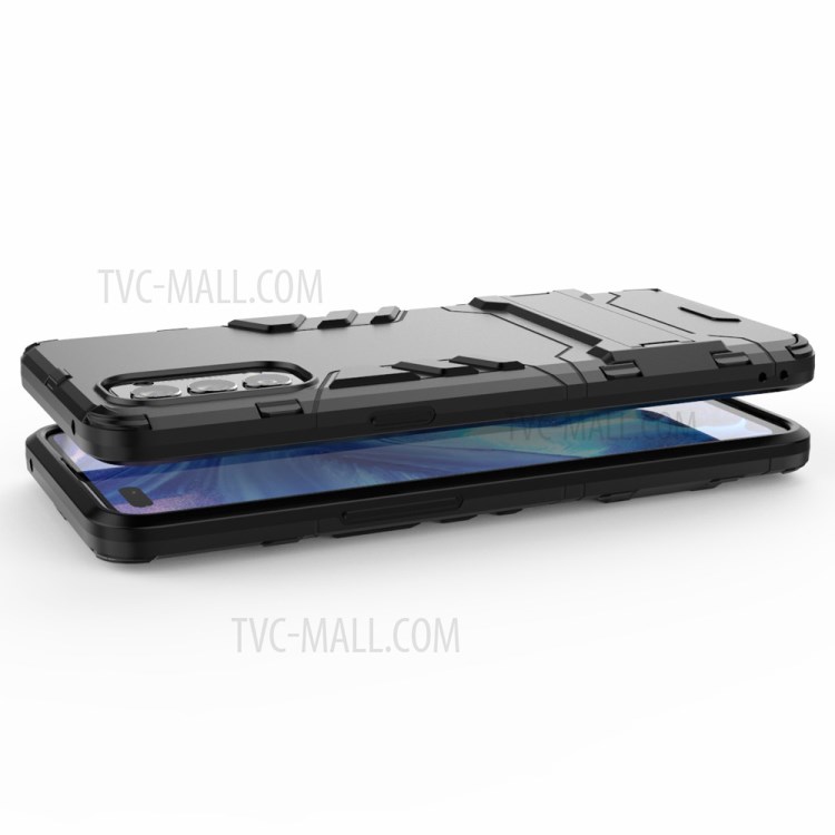2 in 1 Kickstand PC + TPU Mobile Phone Cover for Oppo Reno4 4G - Black-6
