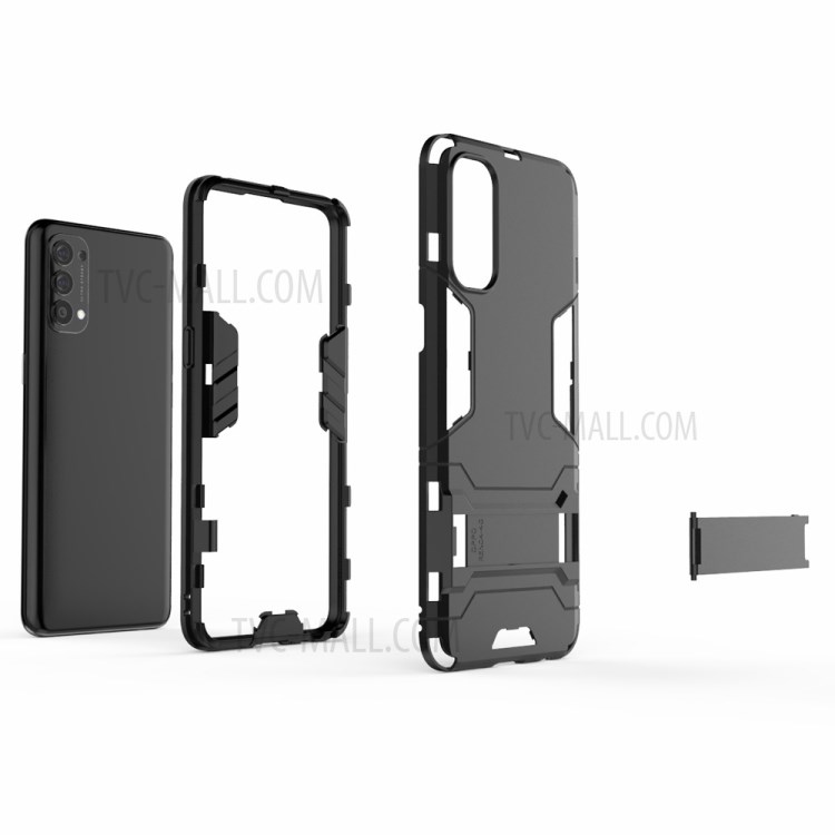 2 in 1 Kickstand PC + TPU Mobile Phone Cover for Oppo Reno4 4G - Black-7