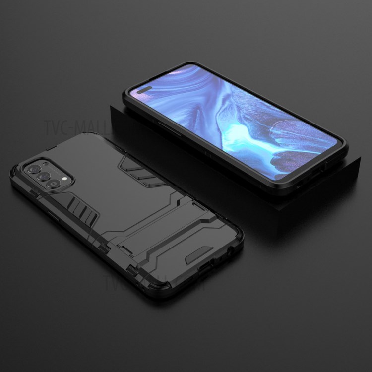 2 in 1 Kickstand PC + TPU Mobile Phone Cover for Oppo Reno4 4G - Black-8