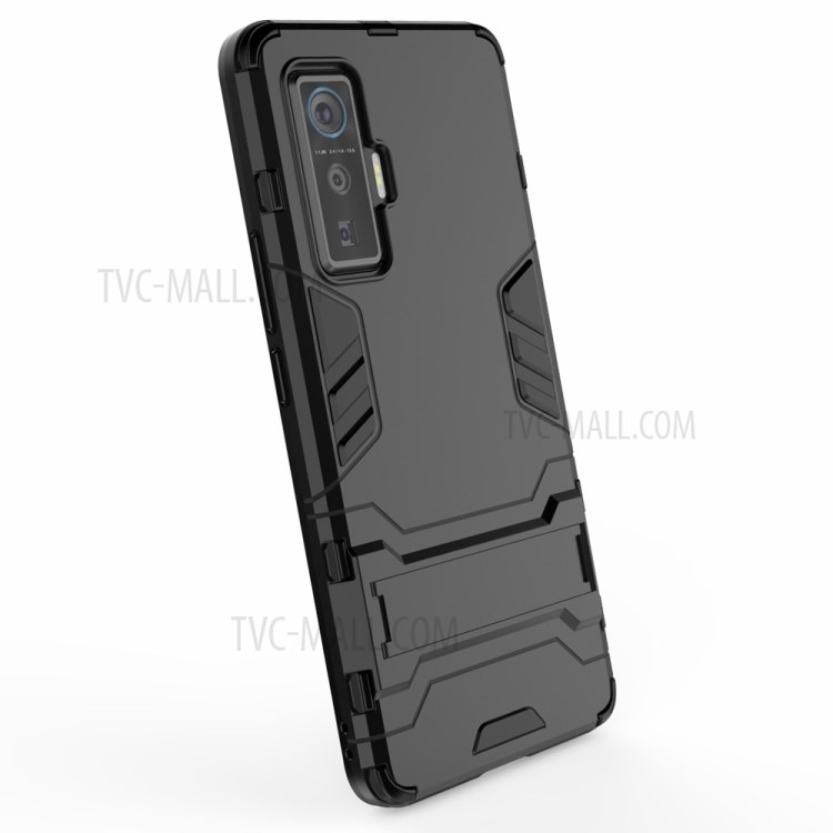 Hybrid PC + TPU 2 in 1 Kickstand Cell Phone Cover for vivo iQOO 5 Pro 5G - Black-5