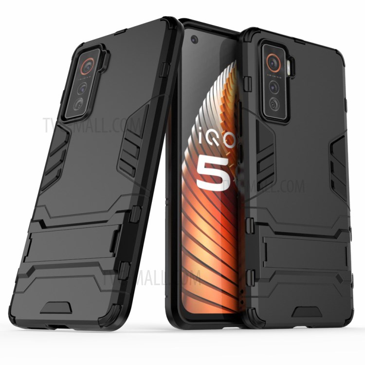 2 in 1 PC + TPU Protective Case with Kickstand for vivo iQOO 5 5G - Black-2