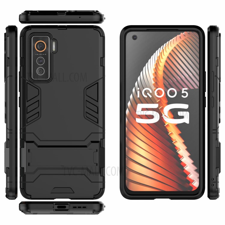 2 in 1 PC + TPU Protective Case with Kickstand for vivo iQOO 5 5G - Black-3