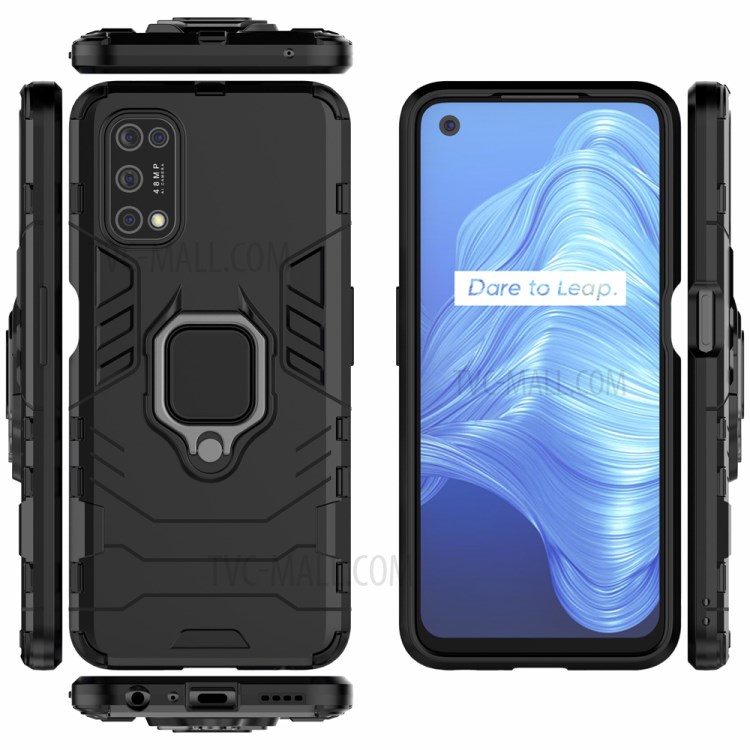 Finger Ring Kickstand PC + TPU Protector Cover for Realme V5 5G - Black-3