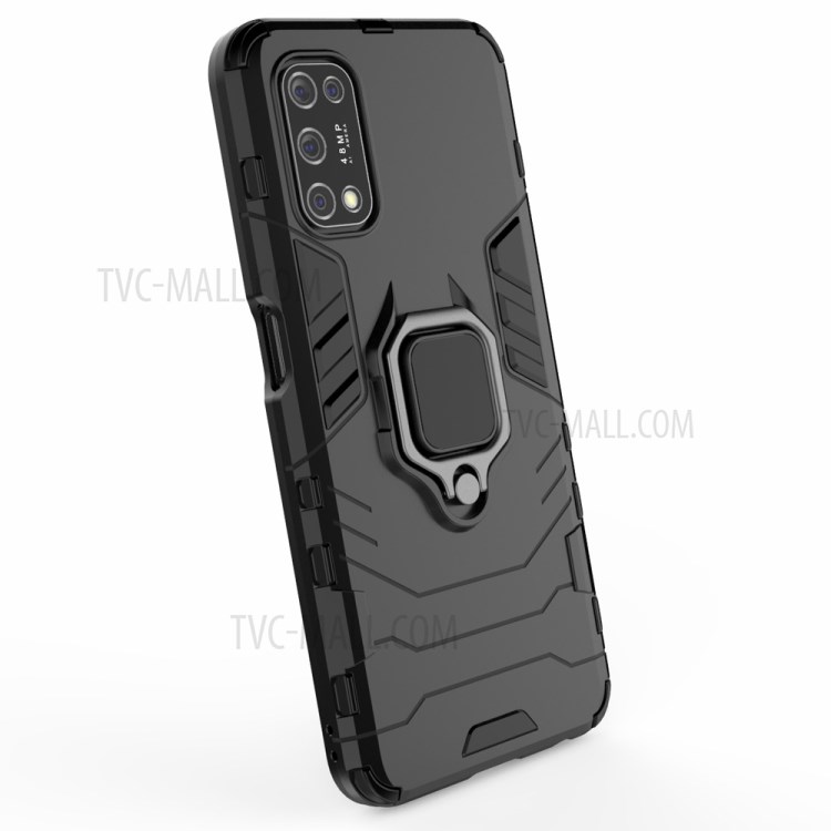 Finger Ring Kickstand PC + TPU Protector Cover for Realme V5 5G - Black-5