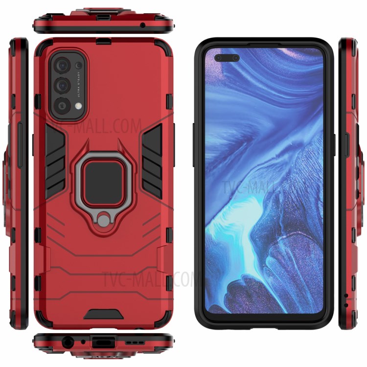 Cool Guard PC + TPU Hybrid Phone Cover with Kickstand for Oppo Reno4 4G - Red-3