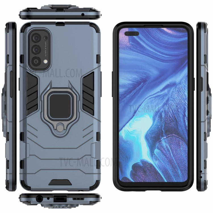 Cool Guard PC + TPU Hybrid Phone Cover with Kickstand for Oppo Reno4 4G - Blue-3