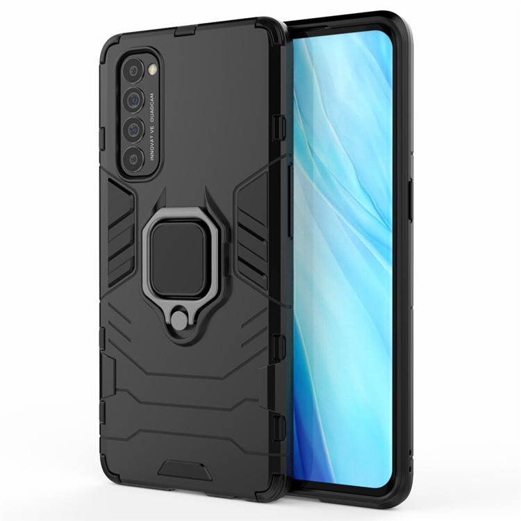 Cool Guard PC + TPU Hybrid Phone Case with Kickstand for Oppo Reno4 Pro 4G - Black-1