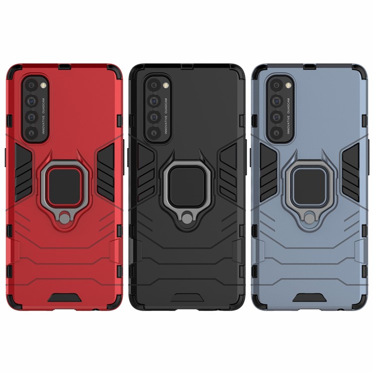 Cool Guard PC + TPU Hybrid Phone Case with Kickstand for Oppo Reno4 Pro 4G - Red-6