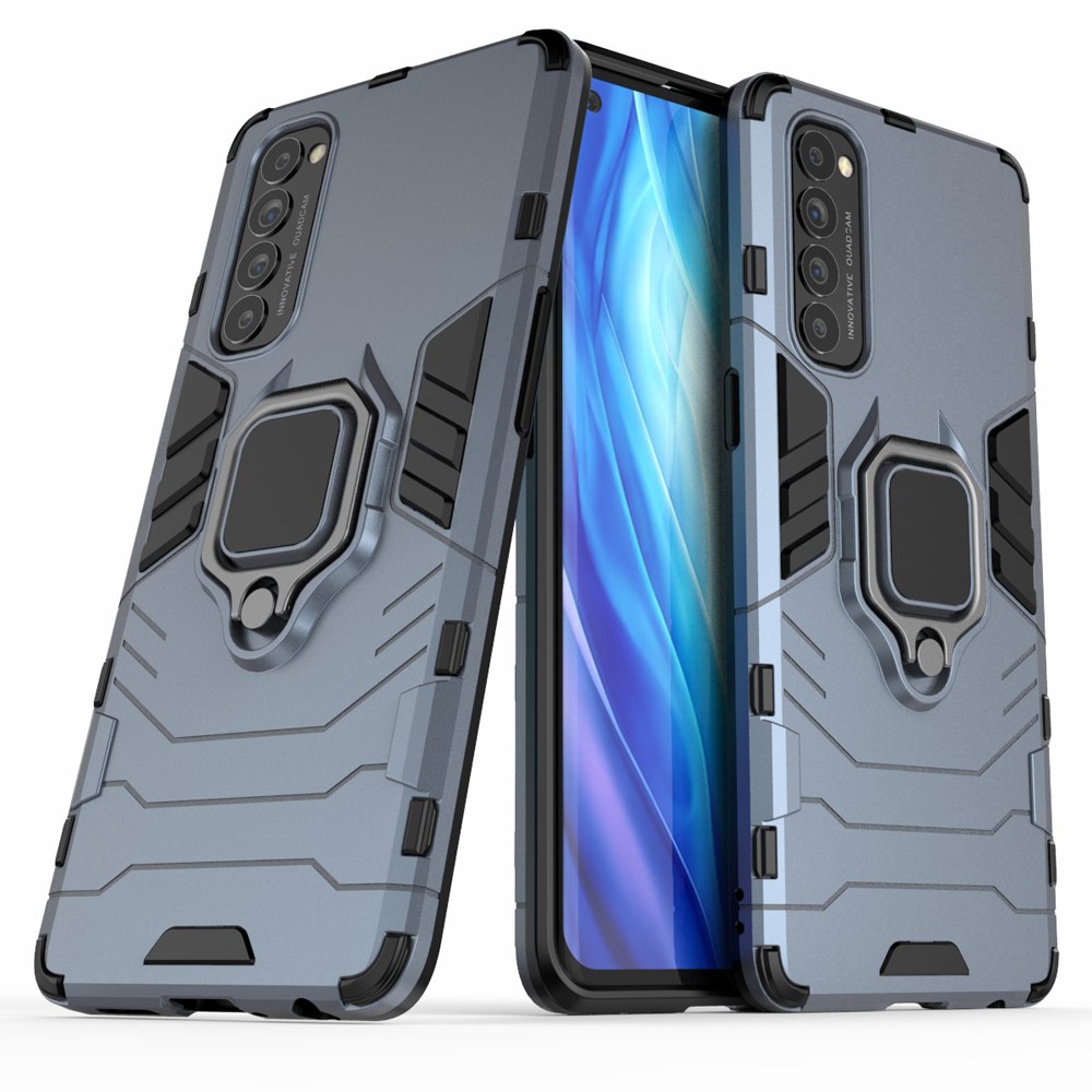 Cool Guard PC + TPU Hybrid Phone Case with Kickstand for Oppo Reno4 Pro 4G - Blue-2