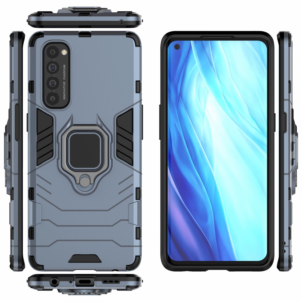 Cool Guard PC + TPU Hybrid Phone Case with Kickstand for Oppo Reno4 Pro 4G - Blue-3