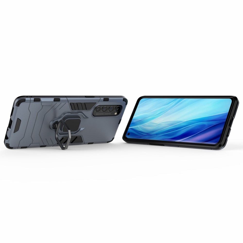 Cool Guard PC + TPU Hybrid Phone Case with Kickstand for Oppo Reno4 Pro 4G - Blue-4