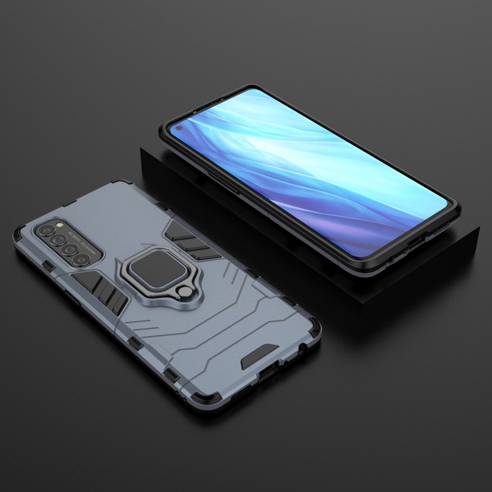 Cool Guard PC + TPU Hybrid Phone Case with Kickstand for Oppo Reno4 Pro 4G - Blue-5