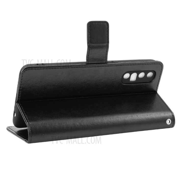 Crazy Horse Texture Wallet Leather Shell for OPPO Reno3 Pro - Black-7