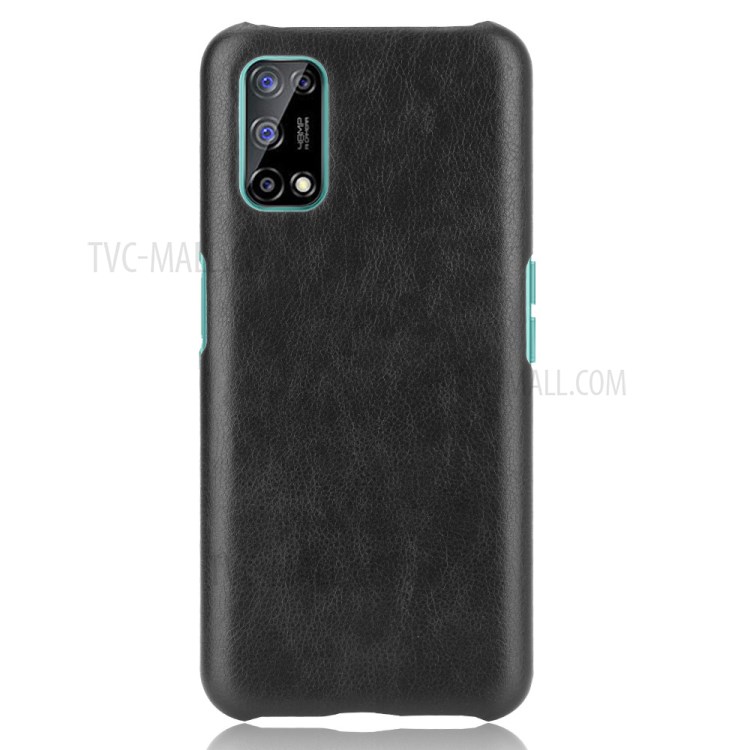 Litchi Texture PU Leather Coated Plastic Protector Cover for Realme V5 5G - Black-2