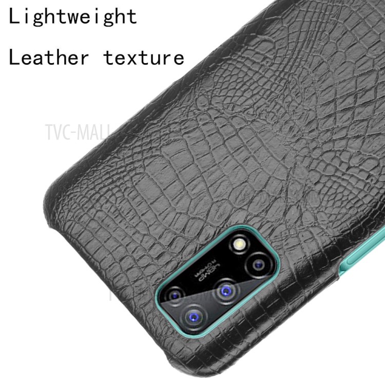 Crocodile Texture Hard Case PU Leather Coated PC Phone Shell for Realme V5 5G - Black-4