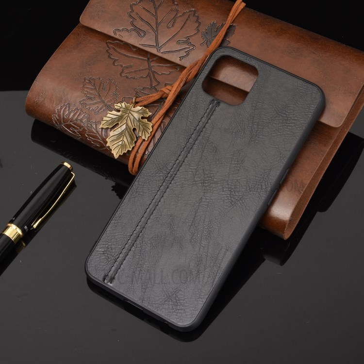 Hybrid Cover PU Leather Coated PC + TPU Phone Case for Oppo A72 5G - Black-7