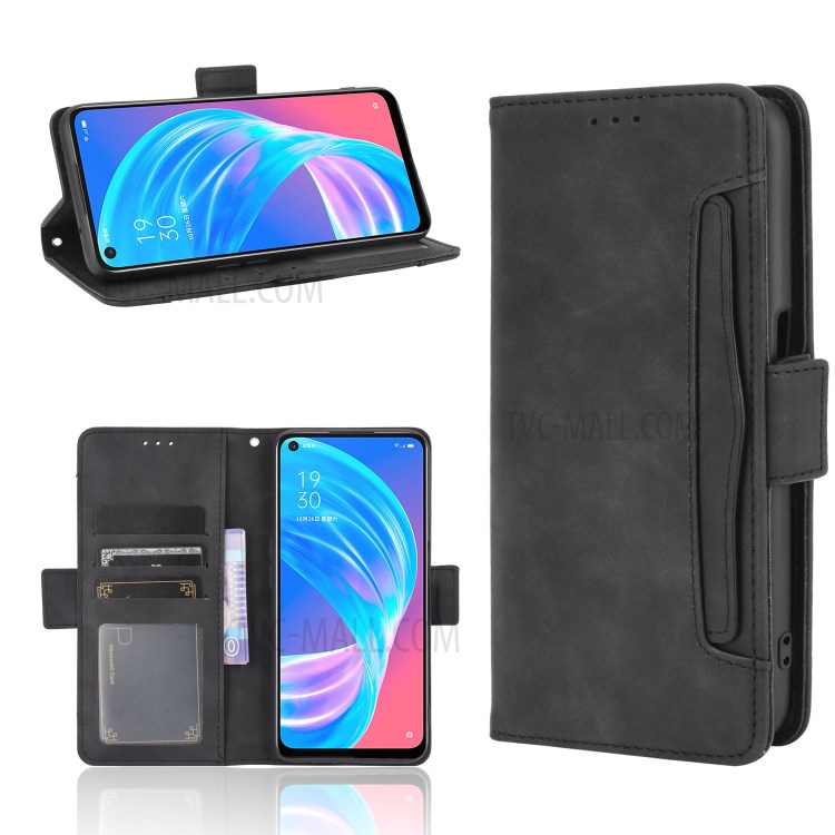 Multi-slot Leather Case Wallet Stand Shell Protector for Oppo A72 5G - Black-1