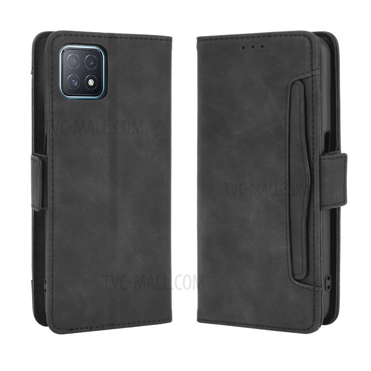 Multi-slot Leather Case Wallet Stand Shell Protector for Oppo A72 5G - Black-2