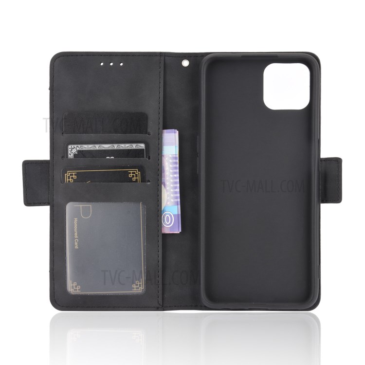 Multi-slot Leather Case Wallet Stand Shell Protector for Oppo A72 5G - Black-4