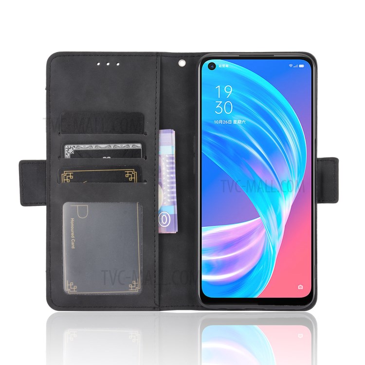 Multi-slot Leather Case Wallet Stand Shell Protector for Oppo A72 5G - Black-5