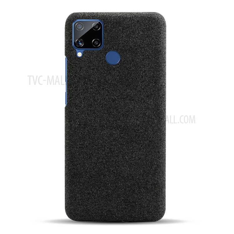 Cloth Texture Hard PC Case Cover for Realme C15 - Black-1