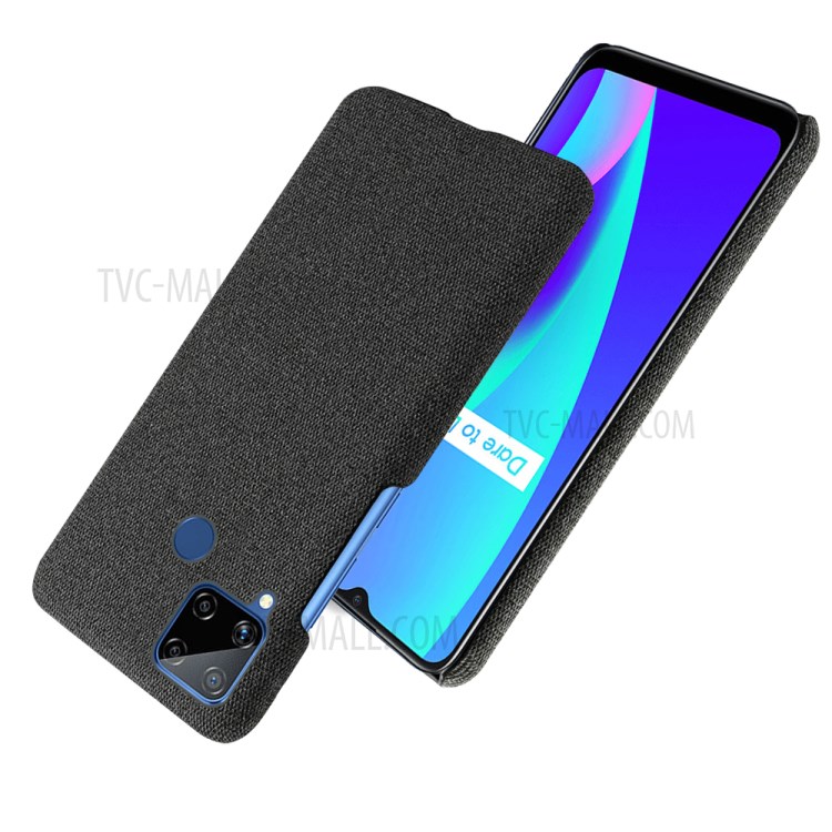 Cloth Texture Hard PC Case Cover for Realme C15 - Black-3