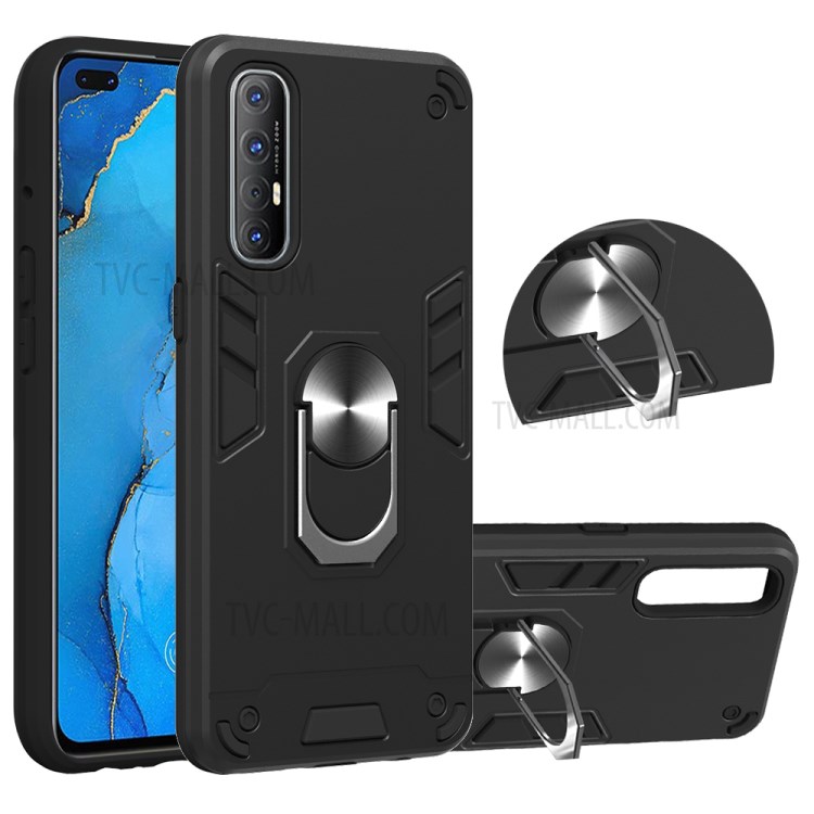 Detachable 2-in-1 PC + TPU Shell with Rotating Kickstand for Oppo Reno3 Pro - Black-1