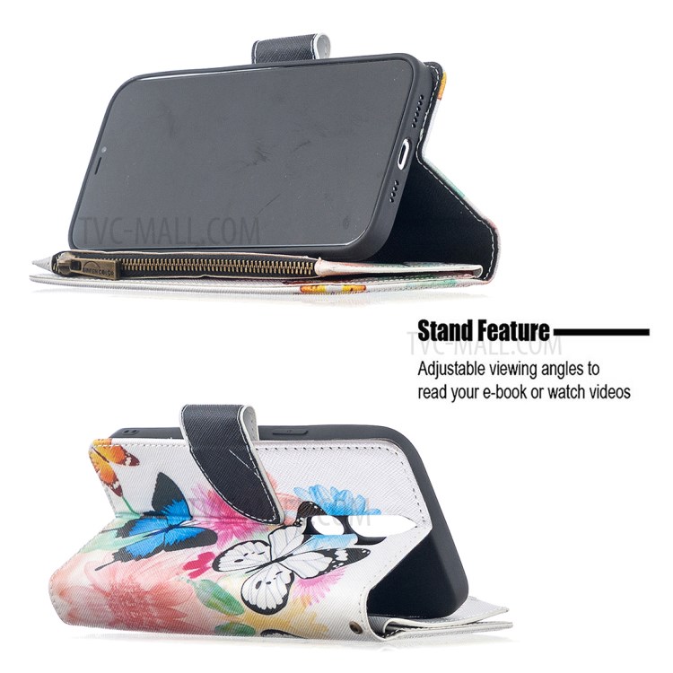 BF03 Printing Zipper Wallet Leather Cover for Oppo A5 (2020) - Vivid Butterfly-4