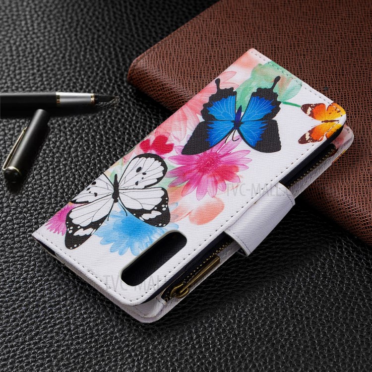 Printing Skin Zipper Pocket Leather Case for Oppo Reno3 Pro/Find X2 Neo - Vivid Butterflies-8