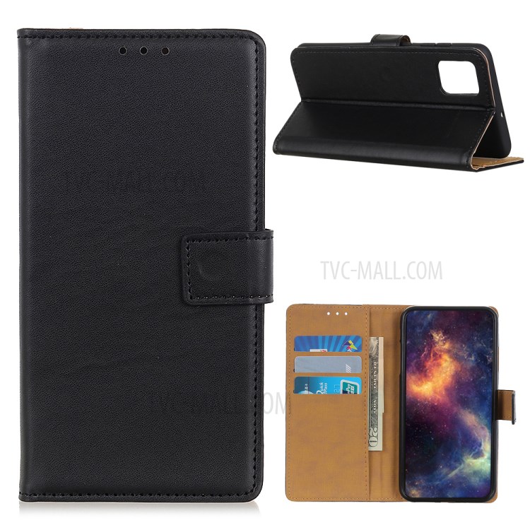 Leather Stand Case with Card Slots Shell for Oppo Reno4 Pro 4G - Black-1